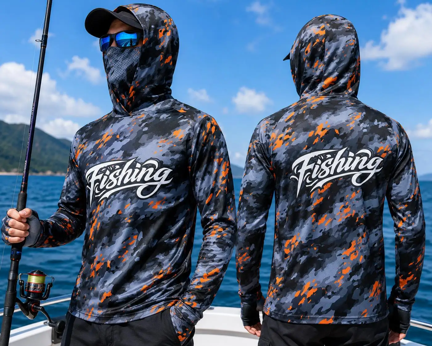 Mens Fashion Summer - Maglia da pesca con cappuccio per