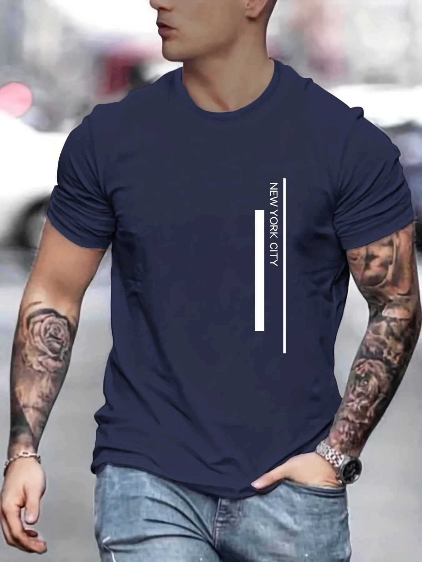 Men'S Fashion New York - T-shirt con stampa di lettere Fashion