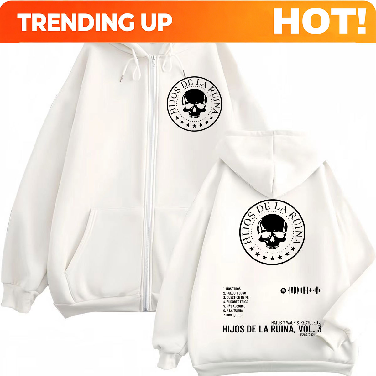 Mens Fashion Zip Up Hoodies - Felpa con cappuccio e zip Rap